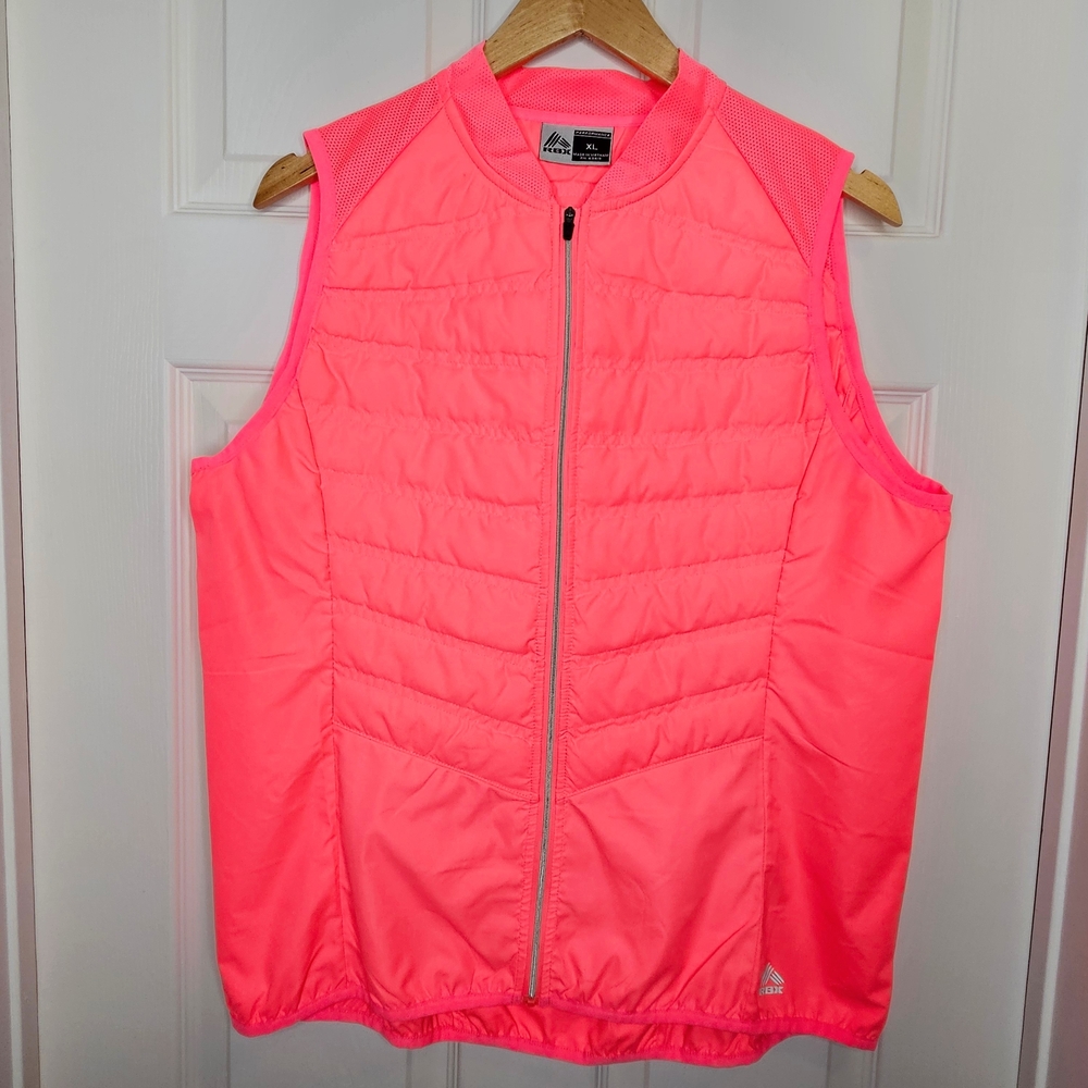 NWOT RBX Women's Neon Pink Quilted Running Vest Full-Zip Athletic Activewear